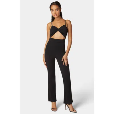 BEBE WOMEN'S TWIST FRONT WIDE LEG JUMPSUIT