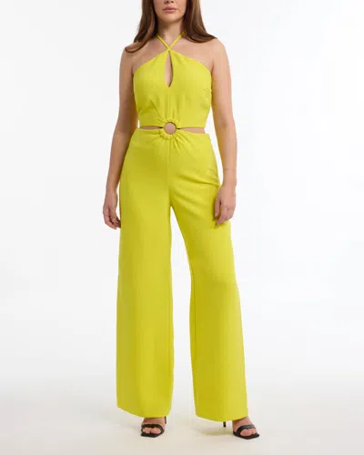 Bebe Women's Wide Leg Halter Jumpsuit With Keyhole Detail In Multi