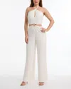 Bebe Women's Wide Leg Halter Jumpsuit With Keyhole Detail In White