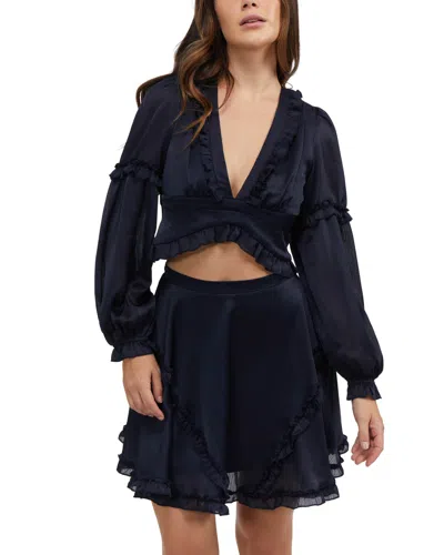 Bebe Women's Yoryu Ruffle Wrap Top In Blue