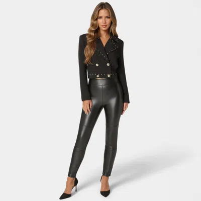 Bebe Women's Zip Front Coated Twill Skirt In Black
