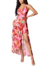 Bebe Printed Ruffle Wrap Dress In Pink