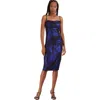 Bebe Womens Metallic Drapey Slip Dress In Blue