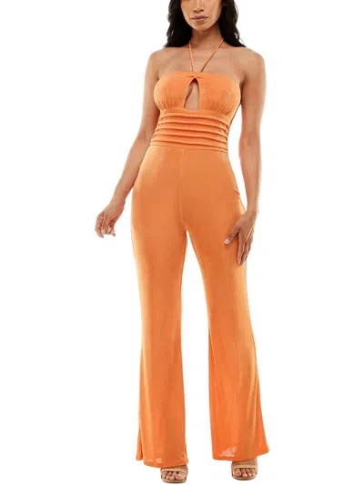 Bebe Womens Peek-a-boo Polyester Jumpsuit In Pink