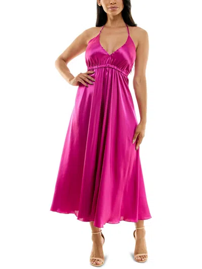 Bebe Womens Satin Long Slip Dress In Pink