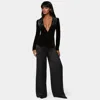 Bebe X Ciara Corset Illusion Velour & Organza Tailored Blazer In Black