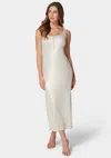 Bebe X Ciara Foil Rib Maxi With Chain Detail In Gold
