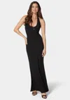 Bebe X Ciara Plunge Neck Maxi With Body Chain In Black
