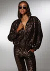 Bebe X Ciara Sequin Hoodie Jacket In Dark Astro