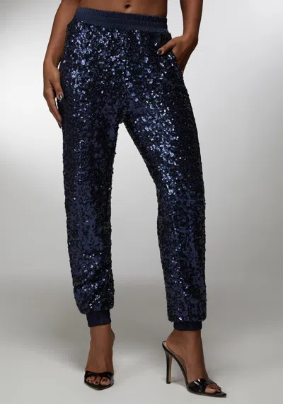 Bebe X Ciara Sequin Jogger In Midnight Blue