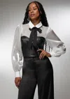 Bebe X Ciara Symmetric Zipper Vegan Leather Corset In Black