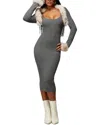 Bebe X Ciara Two Piece Sweater Dress In Gray