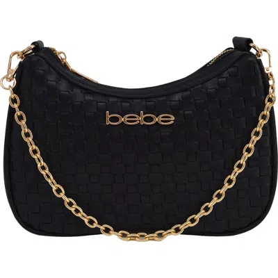 Bebe Yara Woven Crossbody Bag With Zip Pouch In Black