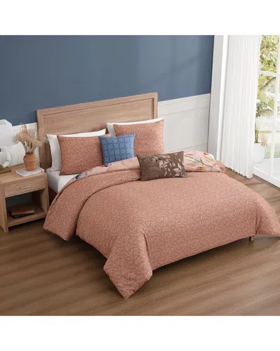 Bebejan 220 Thread Count Dogwood Reversible Comforter Set In Brown