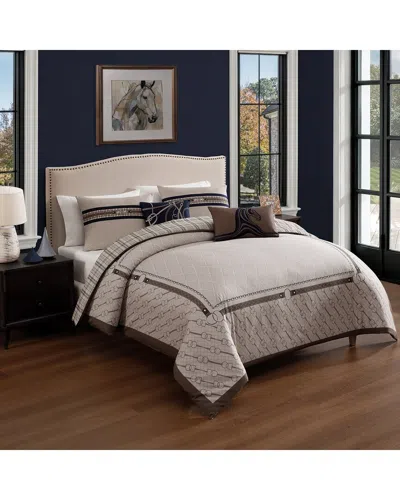 Bebejan 220 Thread Count Equestrian Reversible Comforter Set In Metallic