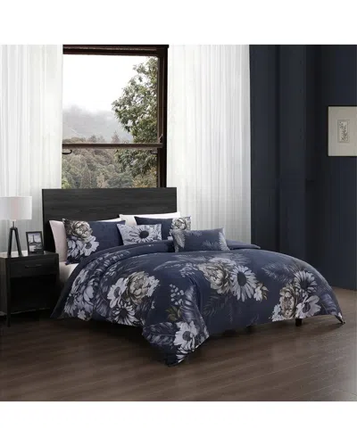 Bebejan 220 Thread Count Forget Me Not Reversible Comforter Set In Blue