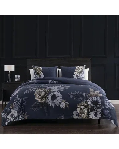 Bebejan 220 Thread Count Forget Me Not Reversible Duvet Cover Set In Blue