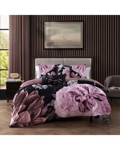 Bebejan 220 Thread Count Meadow Reversible Comforter Set In Burgundy