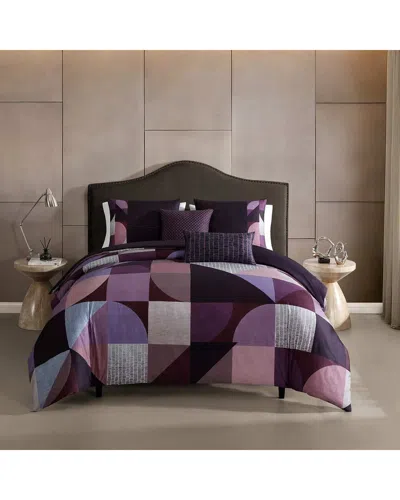 Bebejan 220 Thread Count Orchid Matrix Reversible Comforter Set In Purple