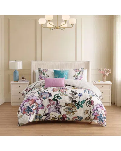 Bebejan 220 Thread Count Watercolor Jacobean Reversible Comforter Set In Multi