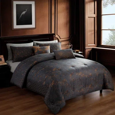 Bebejan Bamboo Tree 5 Piece Comforter Set In Black
