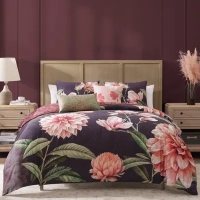 Bebejan Blush Serenade 100% Cotton Sateen 5 Piece Reversible Comforter Set In Purple