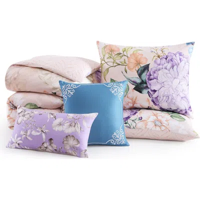 Bebejan Bright Bouquet Reversible Cotton Sateen Comforter Set In Pink