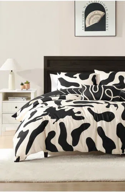 Bebejan Clay Trees Reversible 5-piece Comforter Set In Black