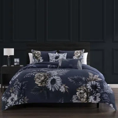 Bebejan Forget Me Not 100% Cotton Sateen 5 Piece Reversible Comforter Set In Blue