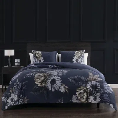 Bebejan Forget Me Not 3 Piece Reversible Duvet Cover Set In Navy