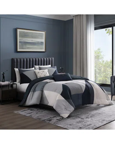 Bebejan Geo Fusion Reversible Comforter Set In Blue