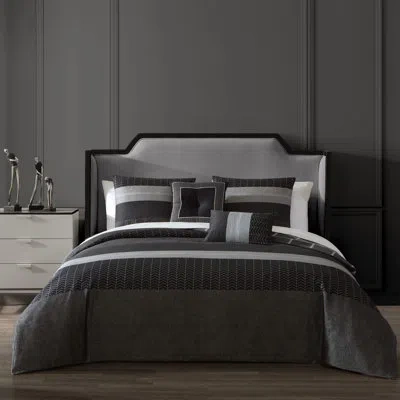 Bebejan Kyle Black 100% Cotton Sateen 5 Piece Reversible Comforter Set