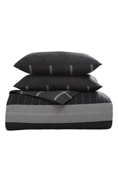 Bebejan Kyle Grid Print 5-piece Reversible Comforter Set In Black