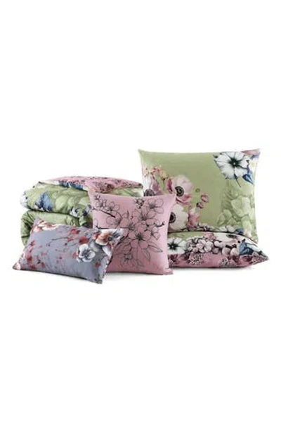 Bebejan Lilac Cascade On Olive Reversible 5-piece Comforter Set In Multi