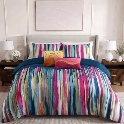 Bebejan Modern Palette 5 Piece Comforter Set In Blue