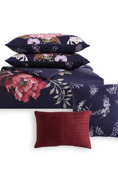 Bebejan Purple Garden 5-piece Reversible Comforter Set In Brown