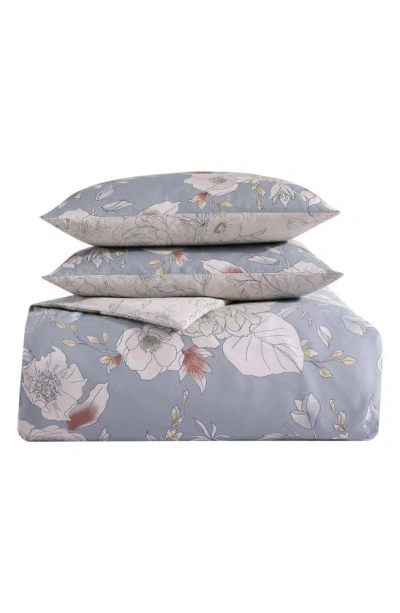 Bebejan Smoky Blue Garden 5-piece Reversible Comforter Set In Gray