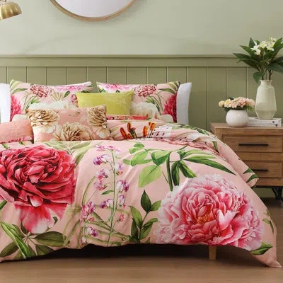 Bebejan Spring Forever 100% Cotton Sateen 5 Piece Reversible Comforter Set In Pink