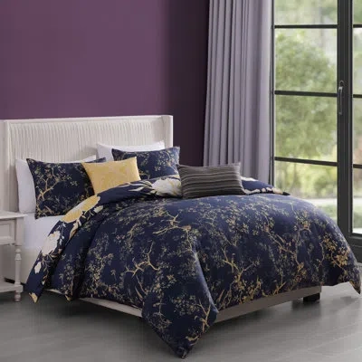 Bebejan Sunglow 100% Cotton Sateen 5 Piece Reversible Comforter Set In Blue