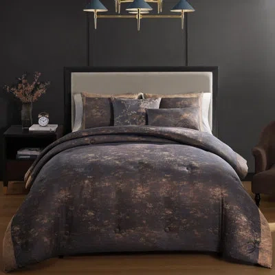 Bebejan Texture Jacquard 5 Piece Comforter Set In Brown