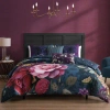 Bebejan 220 Thread Count Vibrant Flora Reversible Comforter Set In Blue