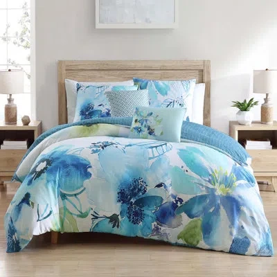Bebejan 220 Thread Count Watercolor Blue Reversible Comforter Set
