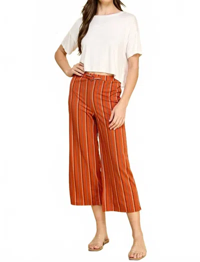 Bebop High Waist Cropped Striped Pants In Burnt Orange In Red