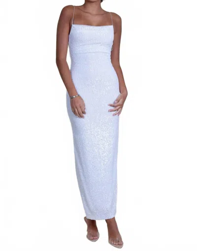 Bec & Bridge Aaliyag Sequin Maxi Dress In White In Blue