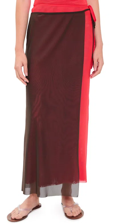 Bec & Bridge Alyna Contrast Skirt Bitter Choc/flame