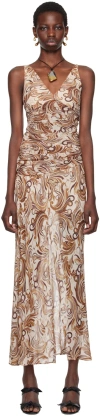 Bec & Bridge Beige & Brown Jocelyn Maxi Dress In Cream Swirl