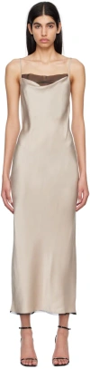 Bec & Bridge Helena Silk Strappy Midi Dress In Oyster/ Black