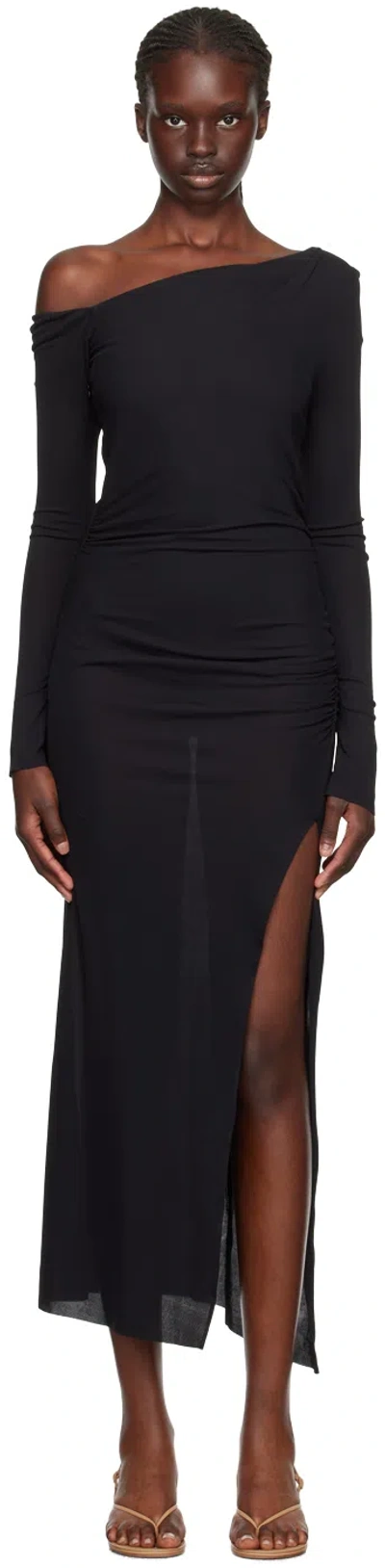 Bec & Bridge Black Monette Asym Maxi Dress