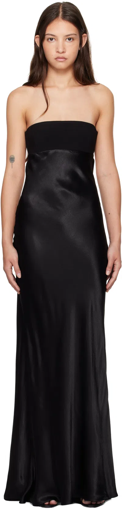 Bec & Bridge Black Zari Strapless Maxi Dress