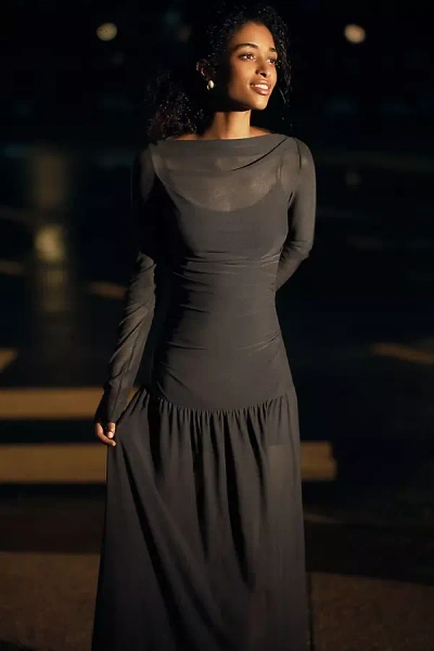 BEC & BRIDGE BLAINE LONG-SLEEVE SHEER DROP-WAIST MAXI DRESS